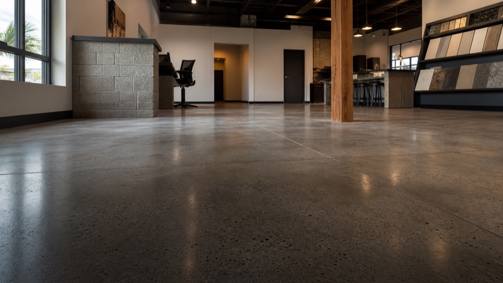Harlingen showroom with polished concrete floor