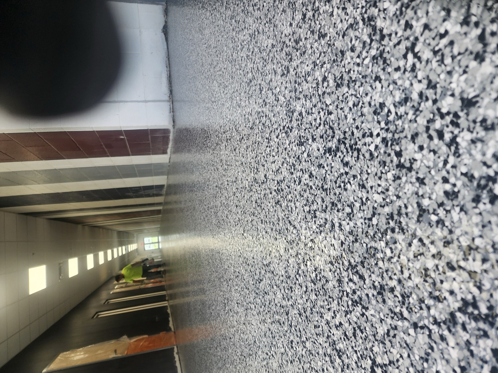Representative coated floor project profile using client-supplied flake image